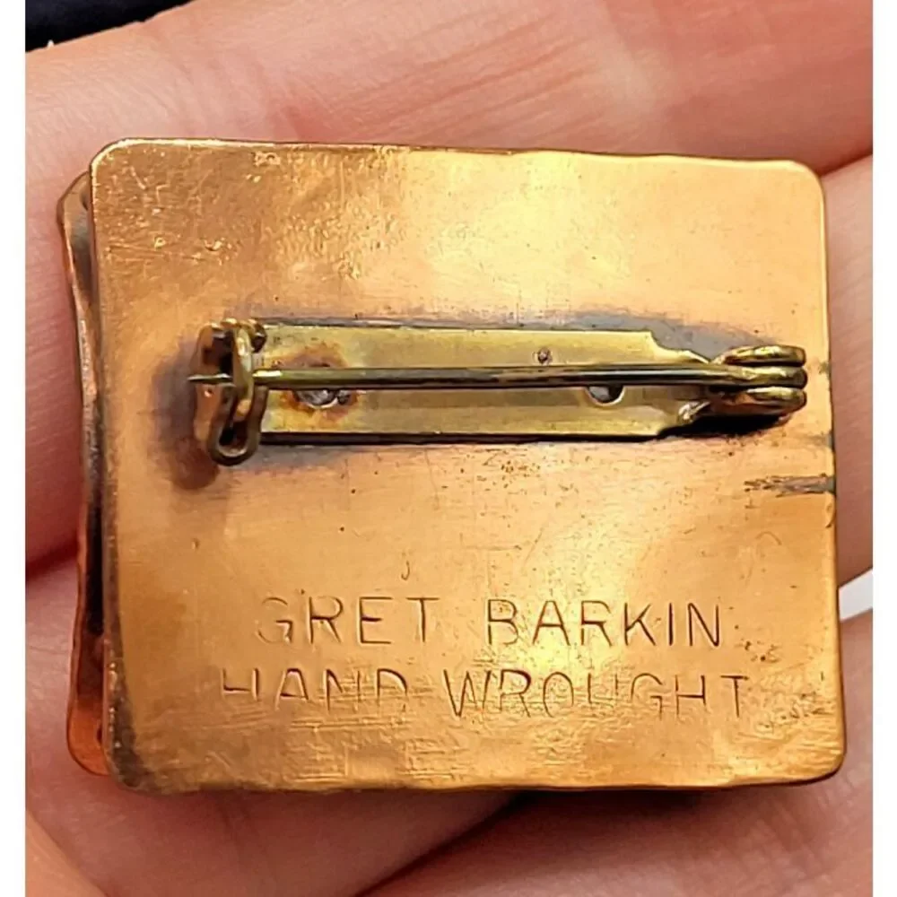 Gret Barkin Hand Wrought Copper Brooch Pin 1.25in